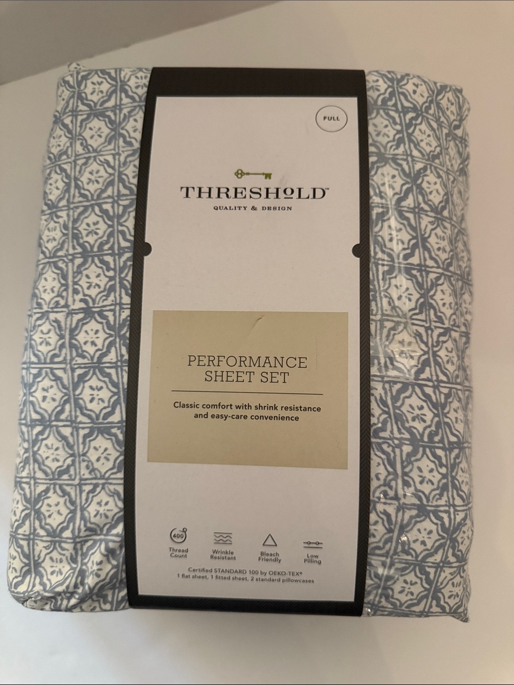 Threshold Performance Sheet Set - Blue & White Geometric